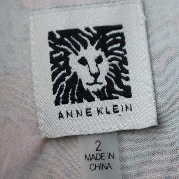 Anne Klein Aqua Peacock Feather Print Sleeveless Poly Knit V-Neck A-Line Dress 2 - Picture 5 of 6